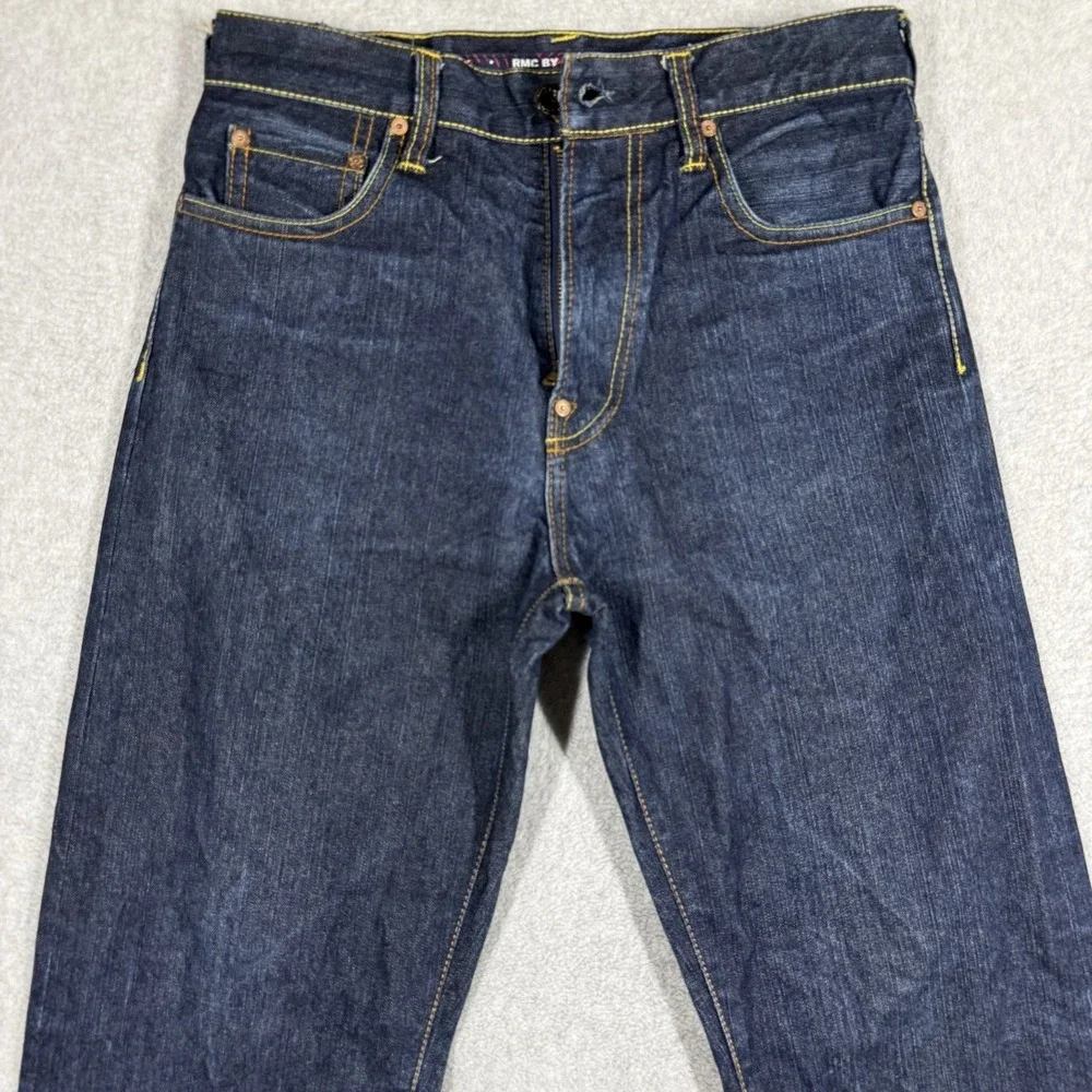 Red Monkey Company RMC Martin Ksohoh Mens Jeans 31x34 Dark Wash Indigo Embroider